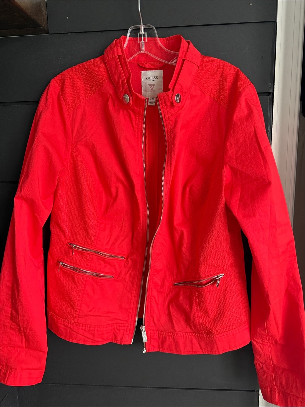 Guess Bold Red Zip-Front Jacket